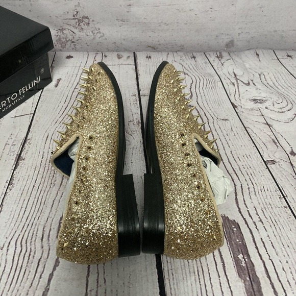 Alberto Fellini Shoes Mens Size 11‎ Gold Loafers Sparko Fashion Spiked Dressy main image 5